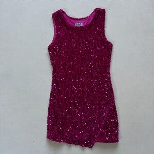 MIA New York girls pink Sequin sparkle mini Dress NYE sz L 10/12